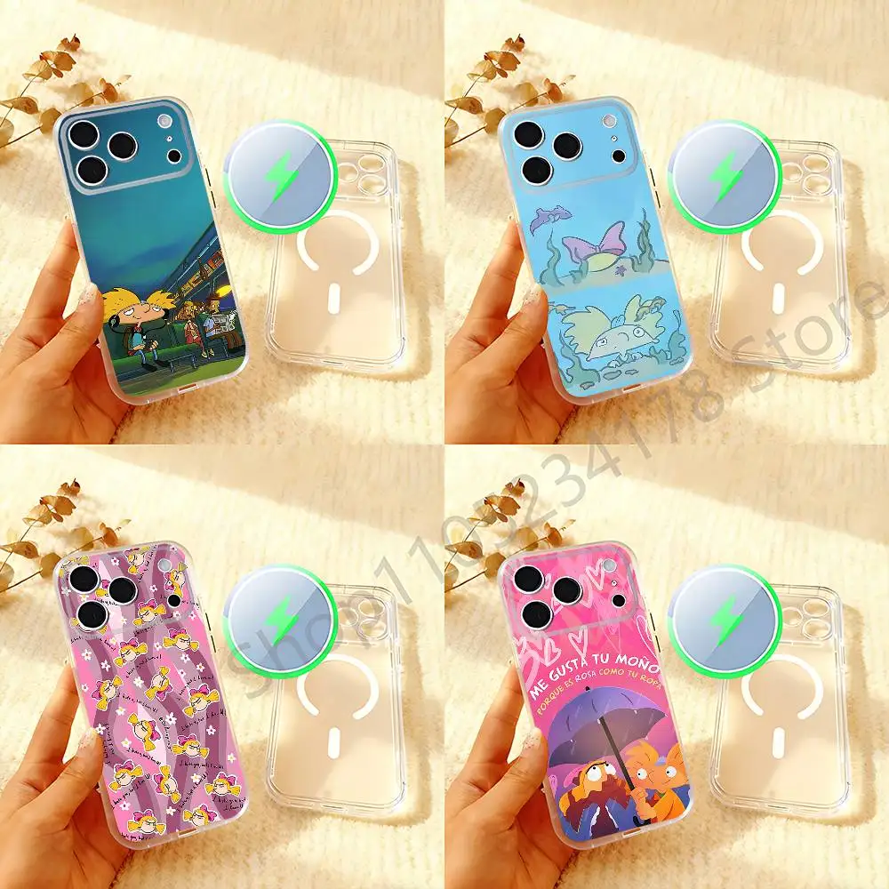 

Hey A-Arnold Helga Magsafe Frosted Clear Magnetic Phone Case for iPhone 17,16,15,14,13,12,11 Pro,Max,Plus,Mini,Air,E