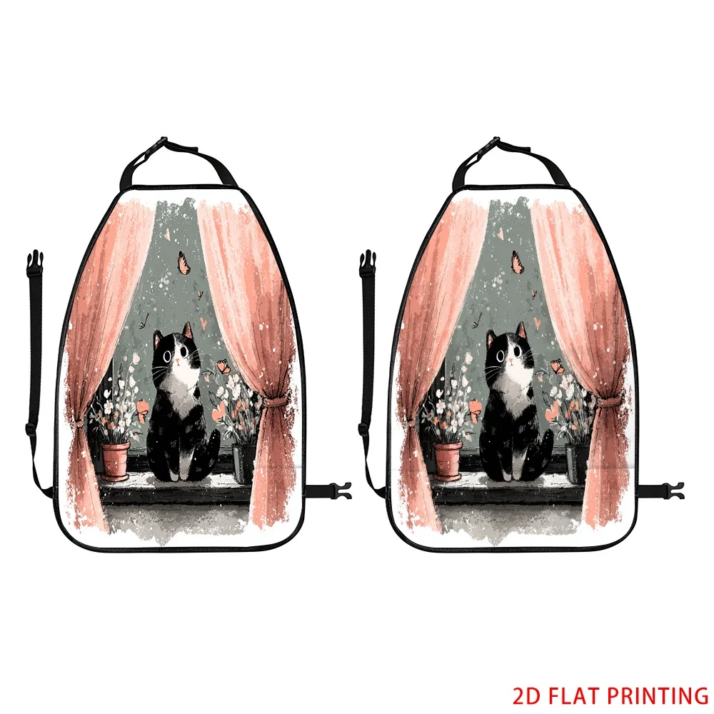 2D Plane Printing 2pcs Backseat Protector Seat Covers Individuation Decoration Animal Friends Pattern Applies To Various Models