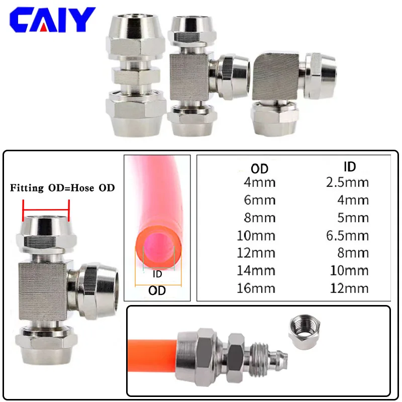 Pneumatic Quick Hose Tube Coupling OD 4mm 6mm 8mm 10mm 12mm 14 16mm Brass Fast Pipe Fitting T-type L-type Cross-type Connector