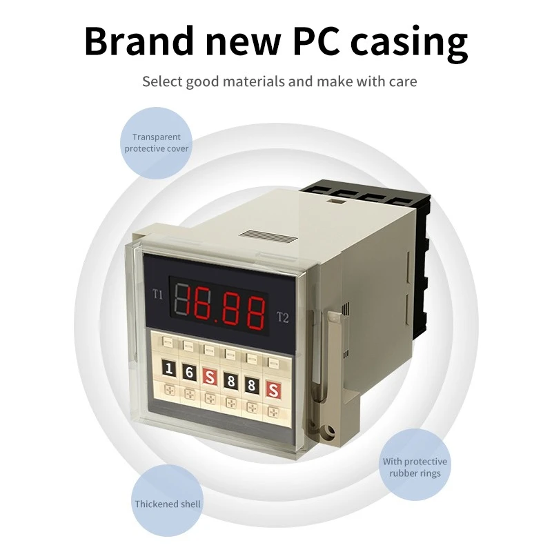Digital LED Programmable Timer Relay Switch DH48S-S 0.1S-99H Socket Base AC/DC 12V 24V 36V 110V 220V 380V Repeat Cycle Timer