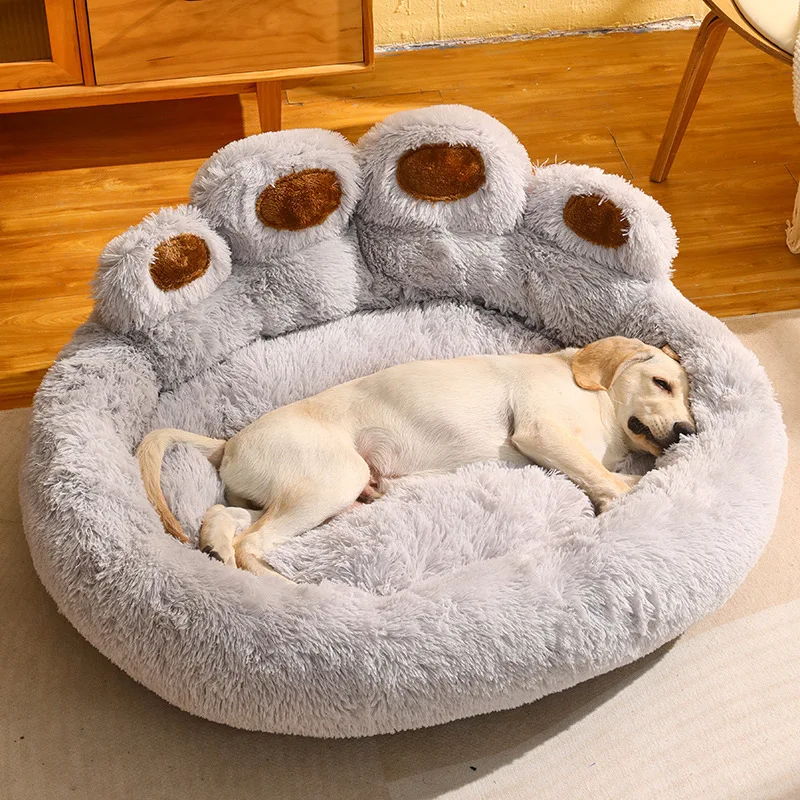 Cute Bear Paw Dog Bed Plush Winter Warm Mat Pets Kennel Large Dog Sleeping Bed Puppy Cat Sofa Blanket Cushion Pets Accessories