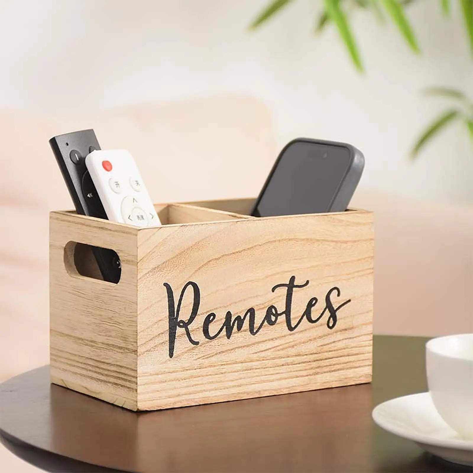 Remote Control Holder Wooden Storage Box Organizing Pencils Holder Desktop Organizer for Bedroom Countertop Nightstand Bedside