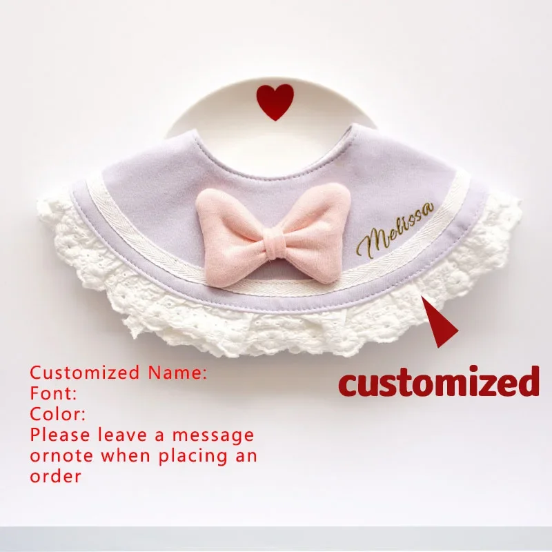 Customized Baby Bib Cotton Baby Stuff Accessories Girl Newborn Baby Boy Stuff Scarf Bib Infant Burp Cloth Embroidery Name Gift