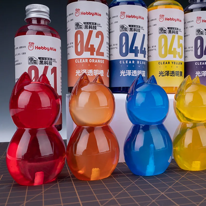 HOBBY MIO 041-049 100ml Clear Color Paint Pre-mixed Non-dilution Pigment Model Painting Tools for Model Coloring Tools DIY