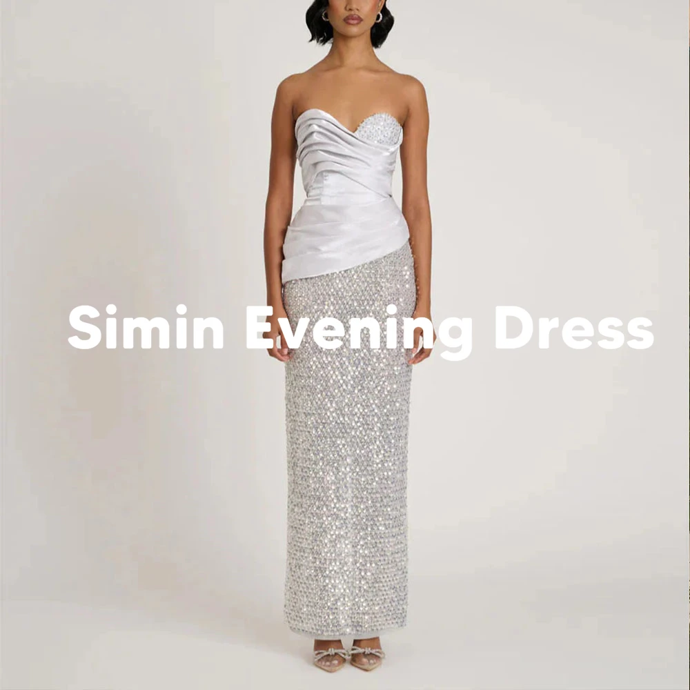 

Simin Women's Strapless Pleats Sparkly Sequins Luxury Evening Dresses Sleeveless With Straight Ankle-Length Elegant Dresses 2025