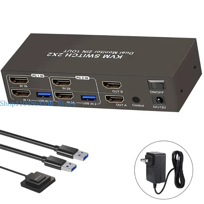 5asd Double Display HDTV Switcher Expand Replicate Mode 4 USB3.0 Port Metal Computer Switcher