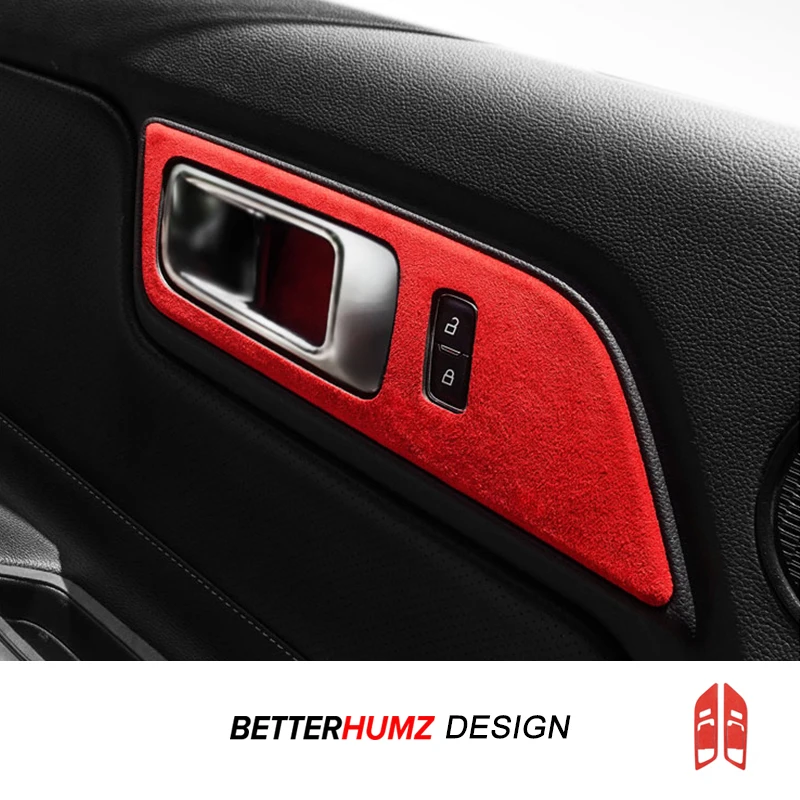Für Ford Mustang GT 2015-2023 Hergestellt aus Alcantara Auto Innentür Schalter Zuggriff Panel Trim Aufkleber Tuning Zubehör