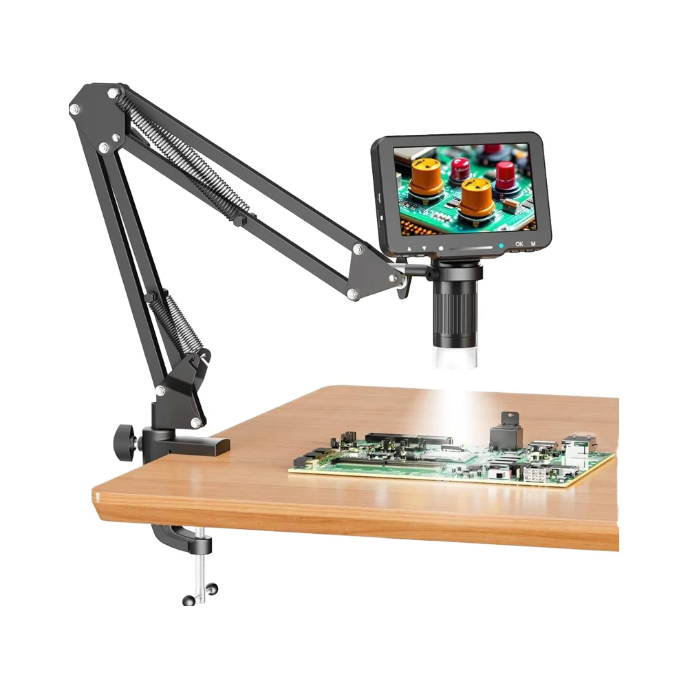 

2026 New Flexible Digital Microscope 5 Inch IPS Screen 1000x Magnification Flexible Arm,