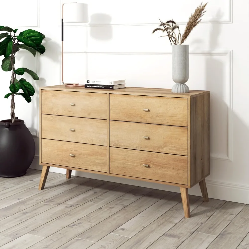 Dresser, Natural Oak Dresser for Bedroom, Chest of Drawers with 6 Drawers 16