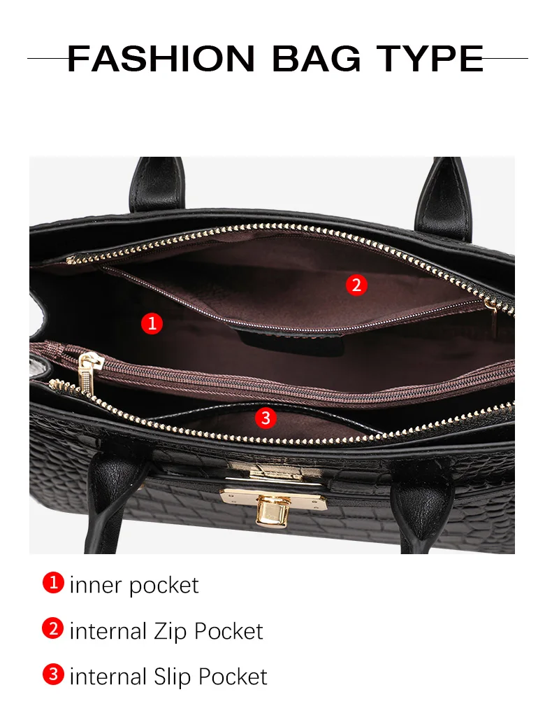 Stilvolle Krokodilmuster-Muttertasche mit Premium-Feeling, Handtasche für Damen, Vielseitige Schulter- und Umhängetasche – Detail 7