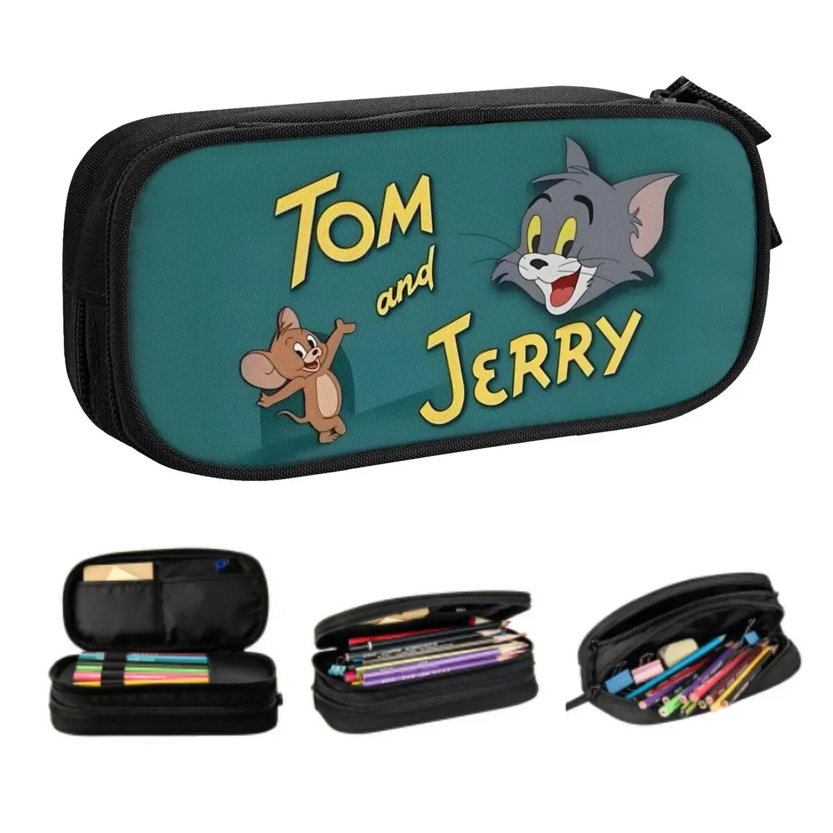 Пеналы для карандашей Custom Kawaii T-Tom And J-Jerry для девочек и мальчиков, большой вместительный пенал для канцелярских принадлежностей