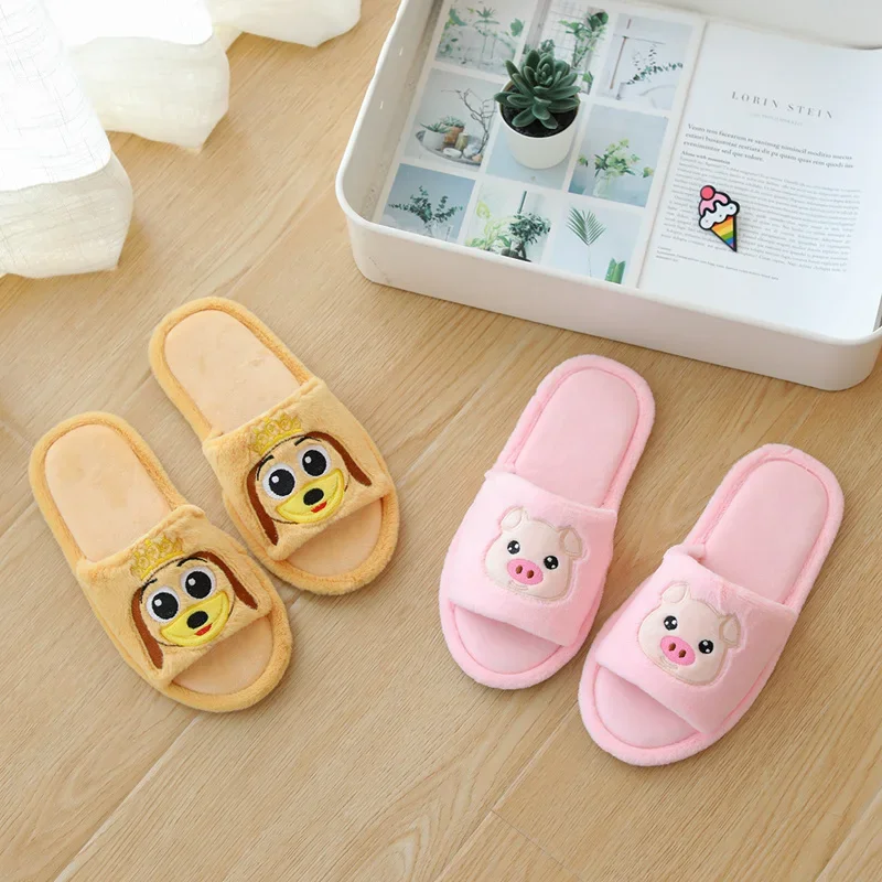 Kawaii plush animal slippers cute penguin unicorn warm spring and autumn adult shoes doll female indoor household supplies