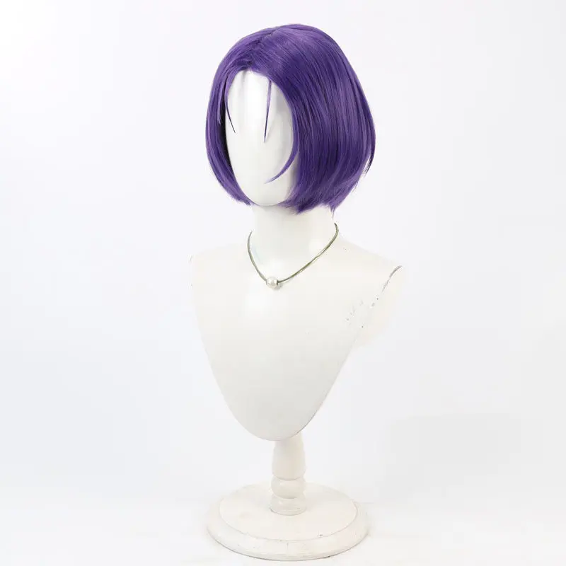 Sairenji Haruna Cosplay Wig Purple Short Azur Lane Synthetic Hair Heat Resistant Halloween Role Play Party Carnival + Wig Cap view 3