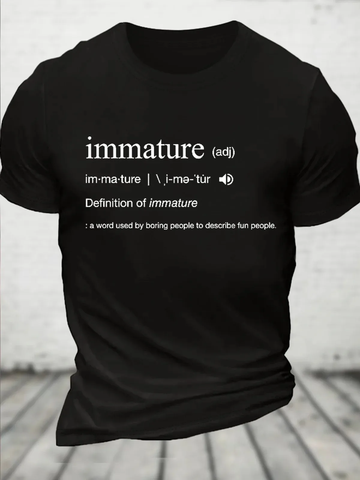 Cotton Immature Dictionary Definition Text Letters Casual T-Shirt