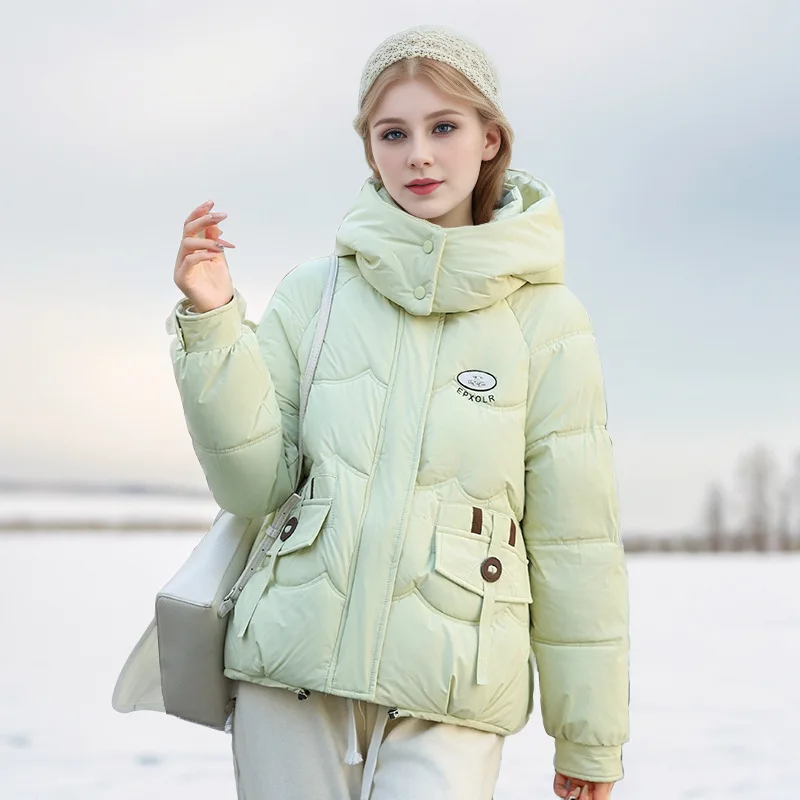 

Женская зимняя стеганая куртка с принтом в стиле пэчворк, облегающая женская парка со съемным капюшоном, утепленный ветрозащитный топ для женщин