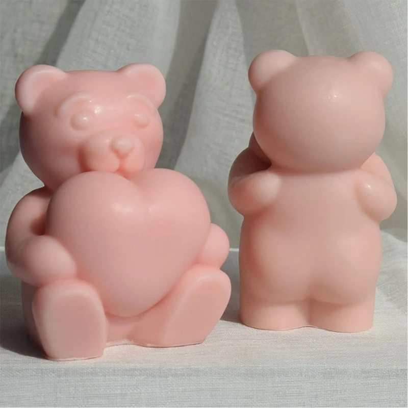 KX4B Stampo per candele tridimensionale Forma orso carino Stampo in silicone per arte artigianale per realizzare candele da a