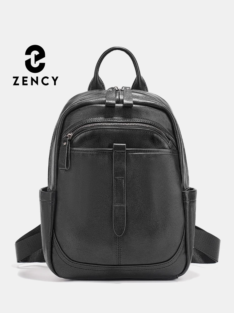 

Zency Women's 100% Genuine Leather Backpack Large Capacity for Commute Travel Work Ladies Shoulder Bag Unisex Retro Knapsack New