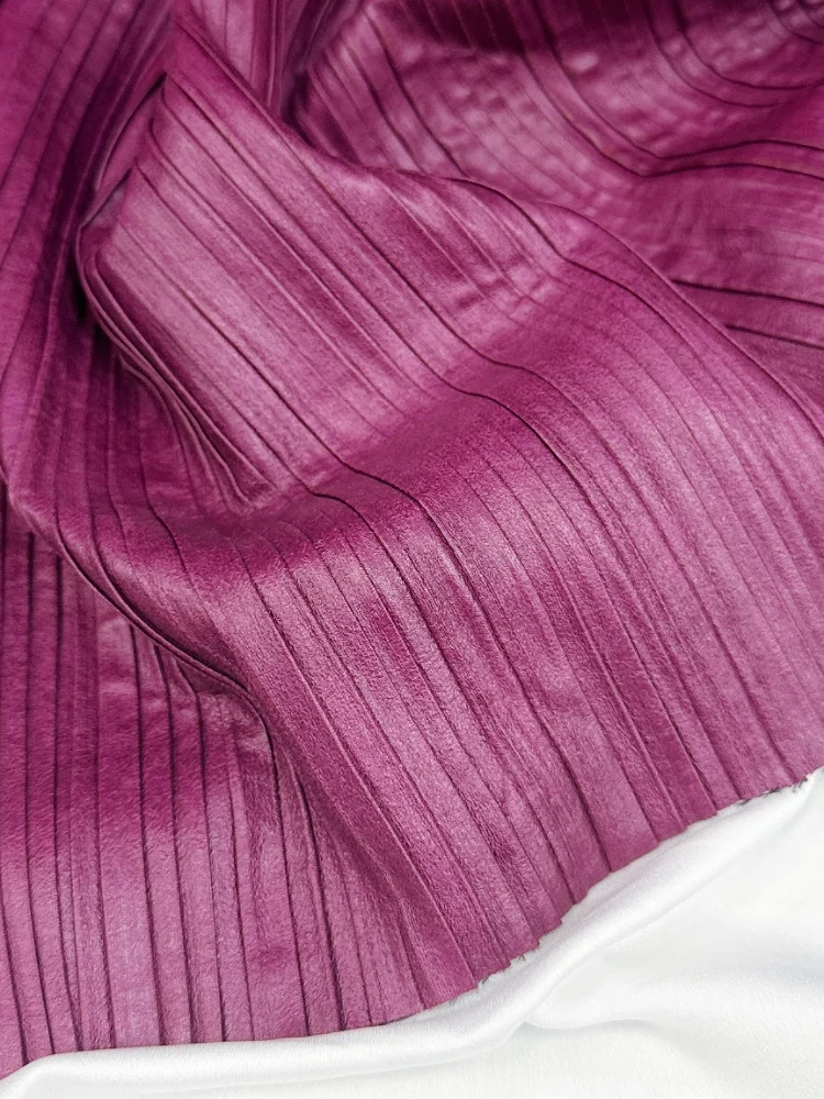 Niche Rose Red Double-Layer Pleated Texture Imitation Leather Fabric Catwalk Dress Stage Style Skirt image 2