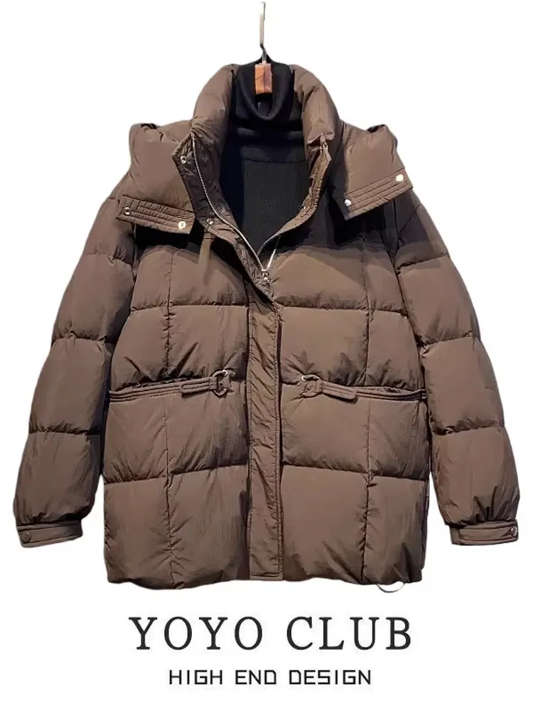 

Warmth plus Women's Padded Jacket Hooded Duck down Cotton Coat Brand Zipper Closure Korean Style plus Size Autumn Outerwear