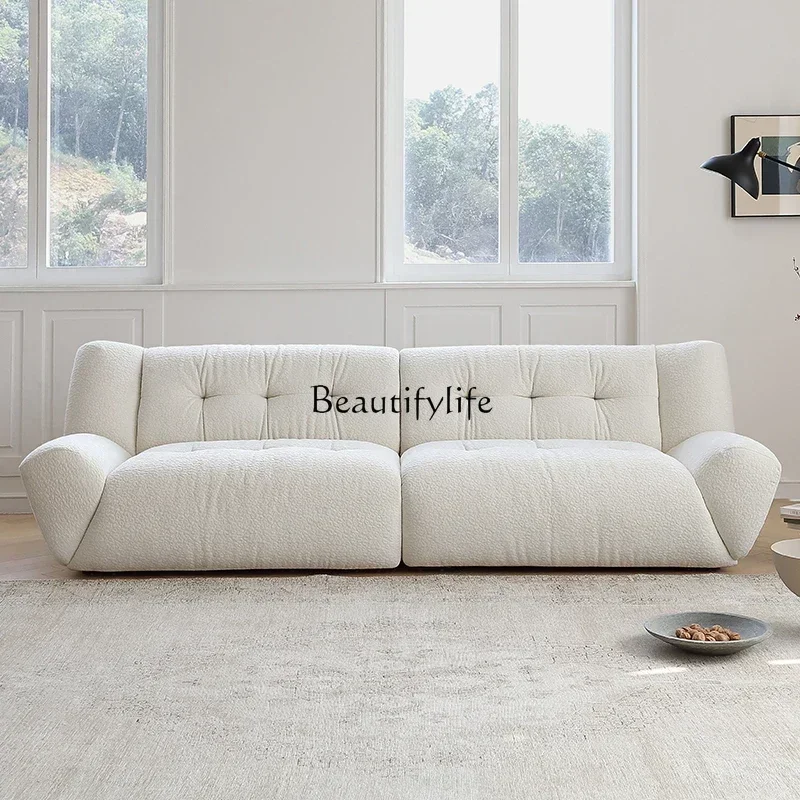 

Light French retro cream style designer small apartment cloud fabric sofa