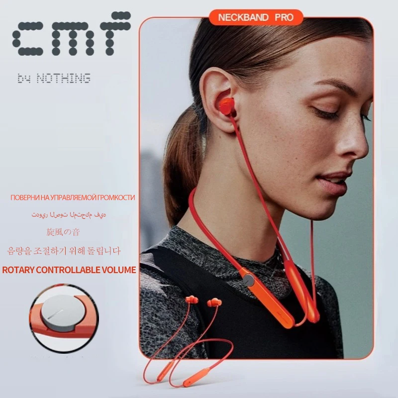 Cmf By Nothing Neckband Pro Earphone Wireless Bluetooth 5.3 Sport Noise-Cancelling Headphones Pro In-Ear Low Latency Light Weigh