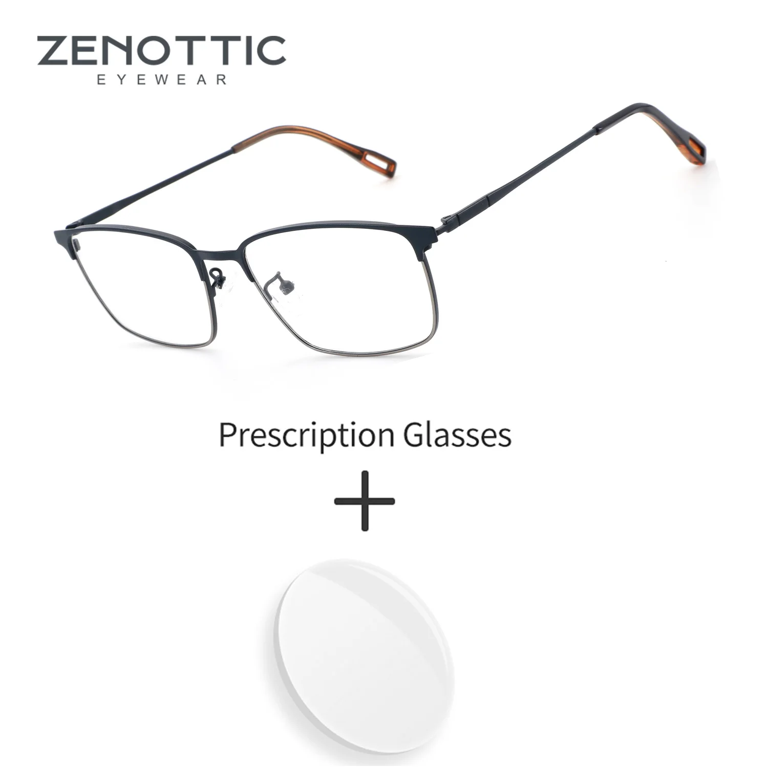 

ZENOTTIC (XL Size) Titanium Square Prescription Glasses for Men Modish Anti Blue Light Photochromic Optical Eyewear