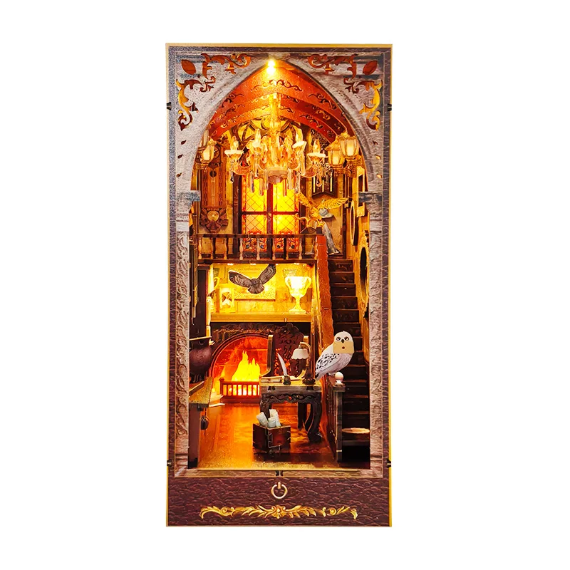 Fai da te Libro in legno Nook Magic Academy Case delle bambole in miniatura con kit di mobili 3D assemblare modello giocattolo per bambini regalo per adulti Casa
