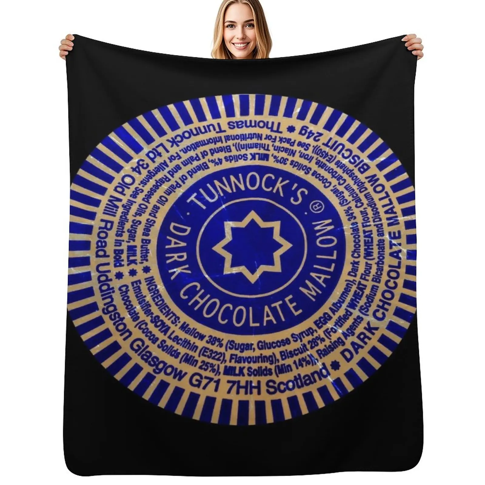 

Tunnock's Dark Chocolate Mallow Throw Blanket Sofa Quilt Furry Plaid Soft Plush Plaid Blankets