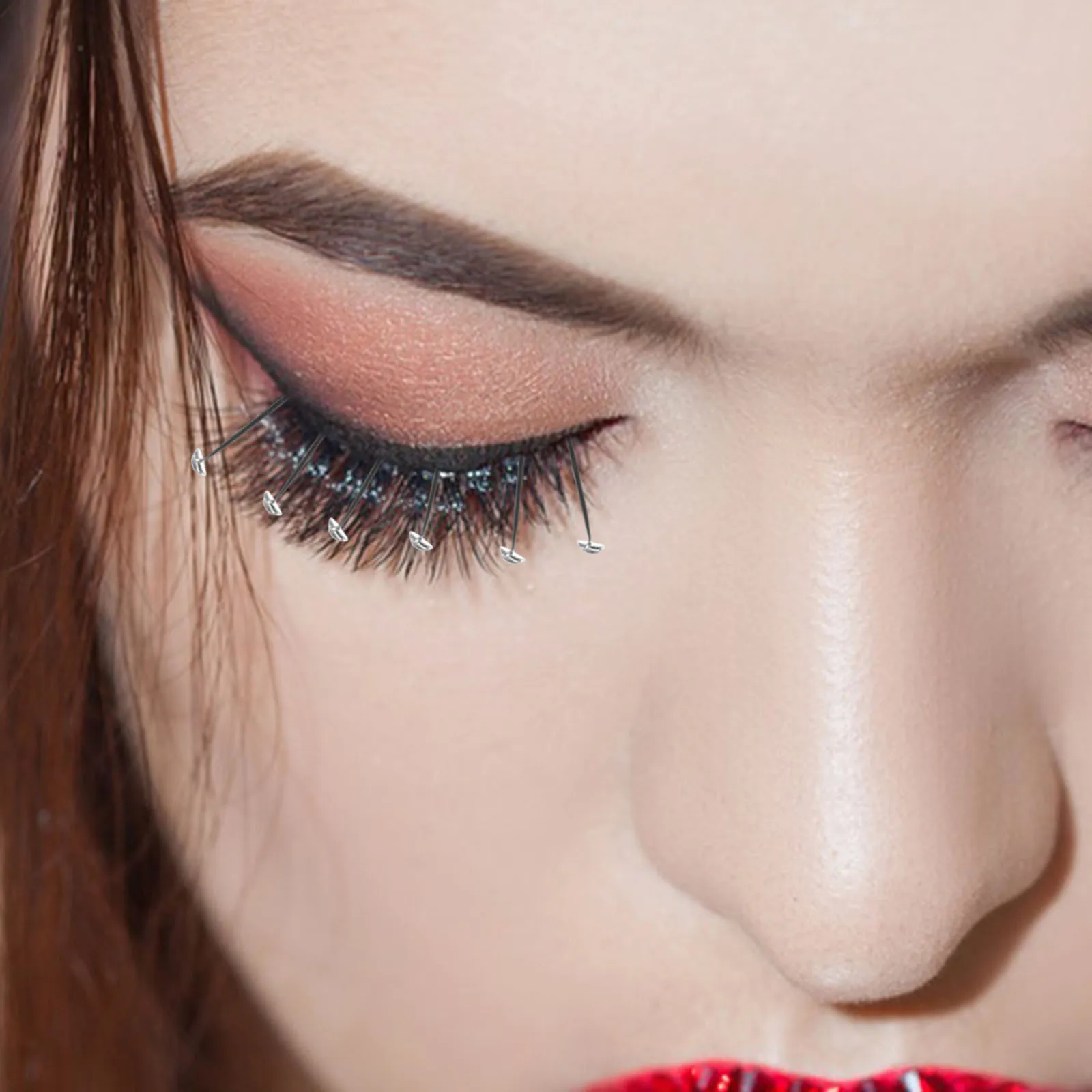 Single Cluster Water Rhinestones False Eyelashes Sparkly Lash Extensions for Halloween Cosplay Parties Easy Apply Long-Lasting