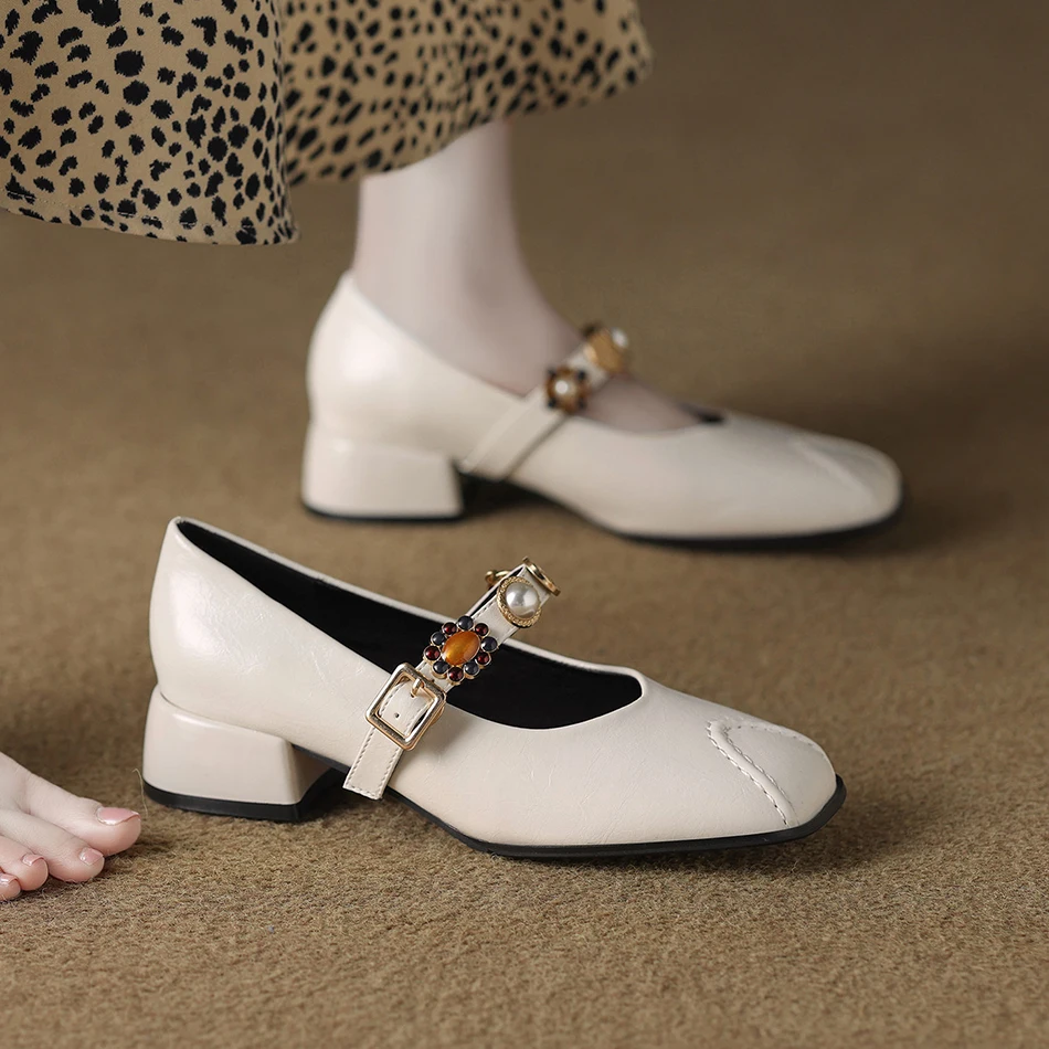 Newly designed retro round-toe single shoes, stunning mid-heel single shoes, Mary Jane women's shoes