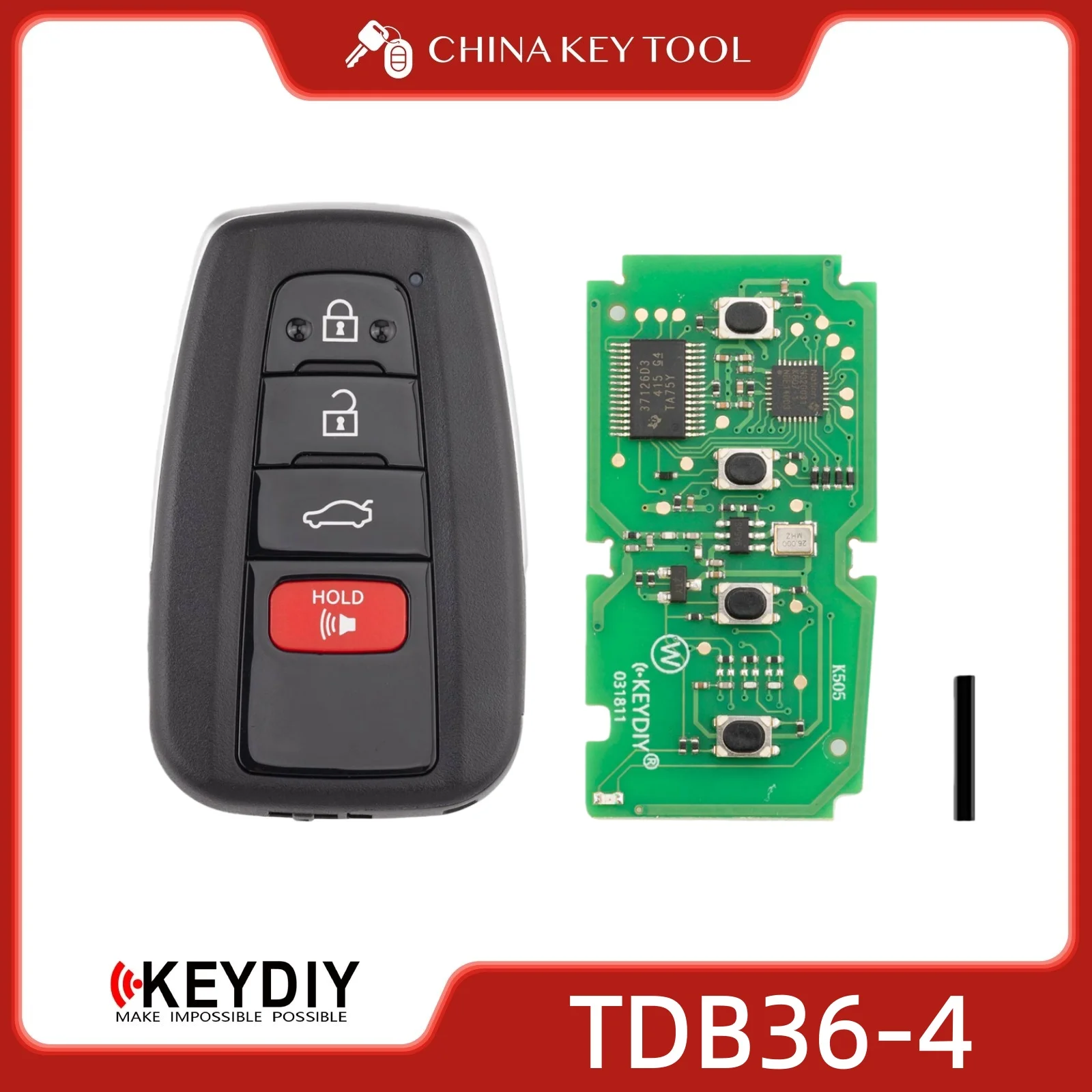 

KEYDIY KD TDB36-4 Универсальный интеллектуальный дистанционный ключ 3 + 1 кнопки, совместимые с типом Toyota
