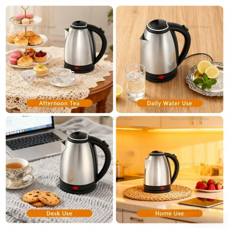 غلاية كهربائية من الفولاذ المقاوم للصدأ، قاعدة فصل، مقاومة للصدأ، غلاية تسخين سريعة متينة للمنزل والمكتب أثناء السفر