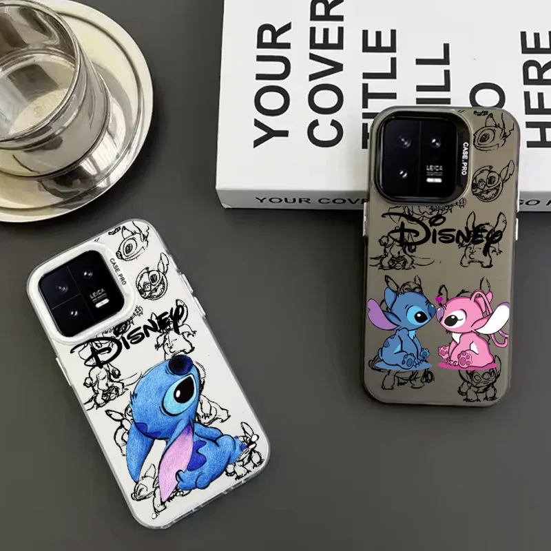 Disney Angel Stitch Lilo para Redmi Note 13 12 11 10 E Pro Plus Max S 4G 5G, funda de teléfono chapada en plata