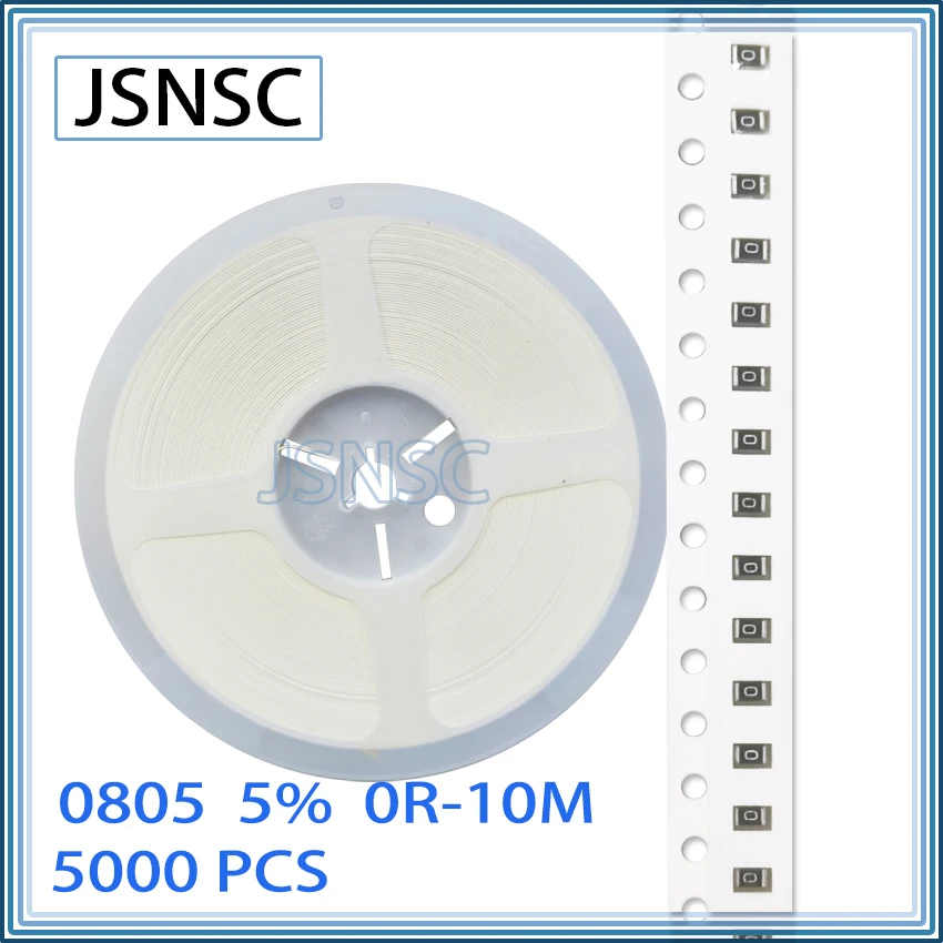 JSNSC 0805 J 5% 5000pcs 0R-10M smd 2012 resistor 22 100 150 220 330 ohm K Ω 1K 2.2K 4.7K 10K 100K 1R 10R 100R 150R 220R 330R 1M