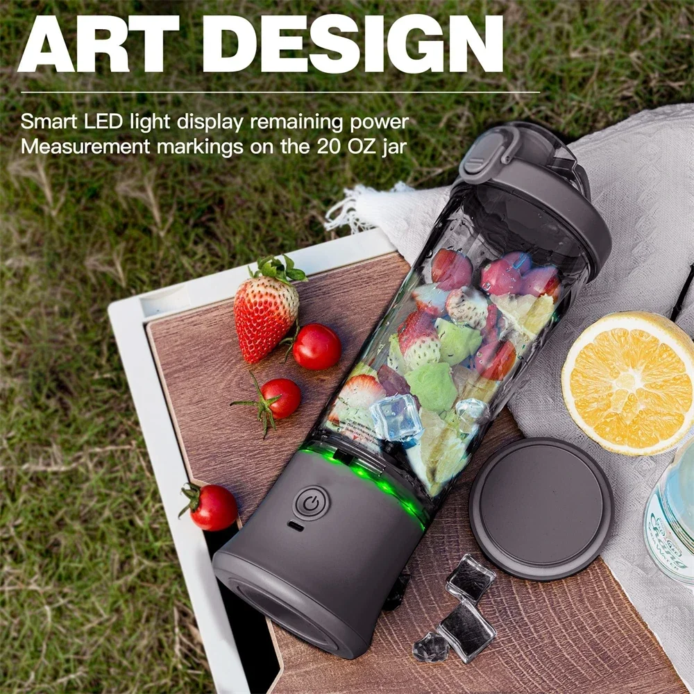 Electric Portable Blender Smoothies 600ML  USB Rechargeable 4000mAh Powerful Ice Crush Fresh Fruit Juicer Mini Personal Blender