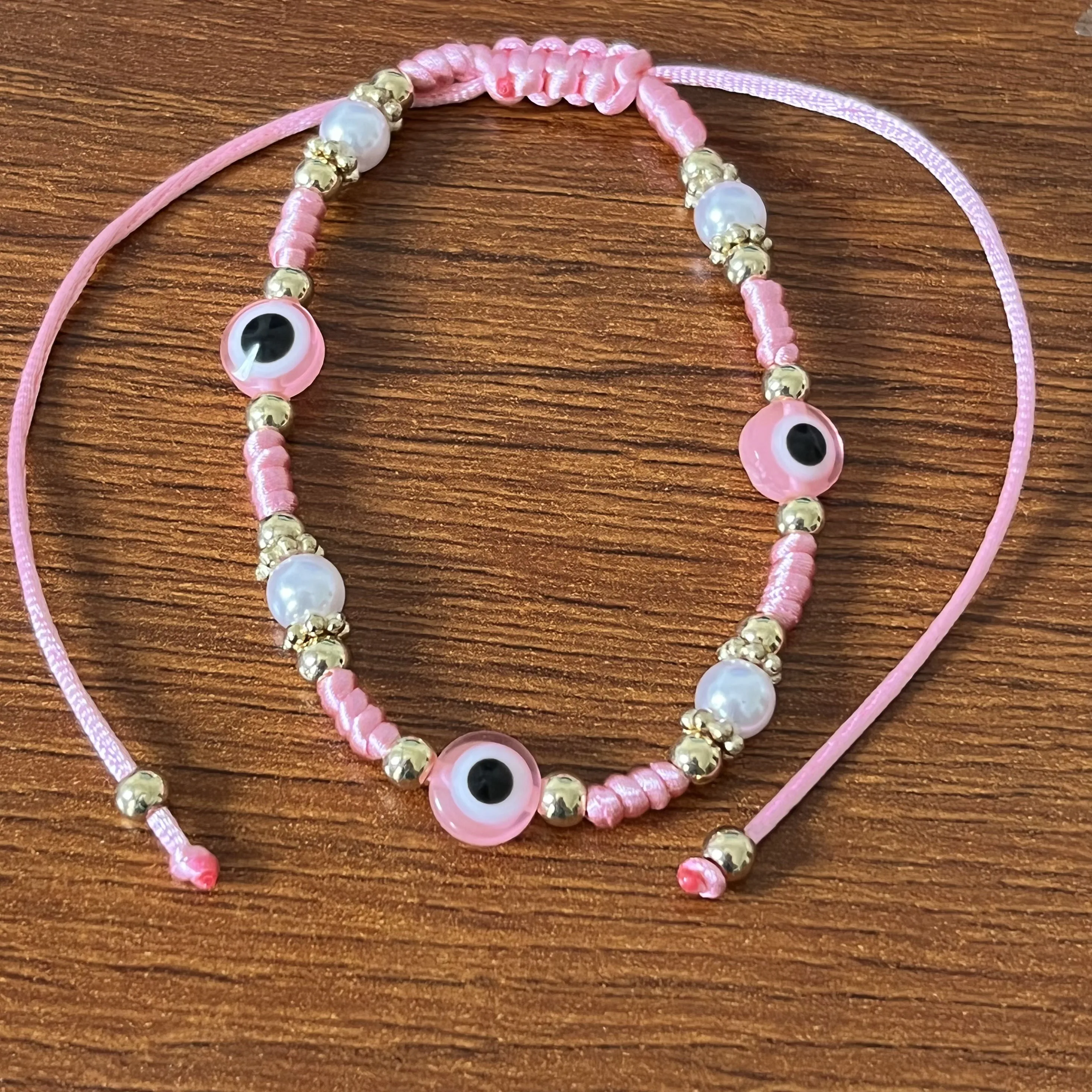 12 Piece Colorful Rope Size Adjustable Honorable Unique Design Handmade Weave White Pearl Evil Eye Bring Good Luck Bracelet