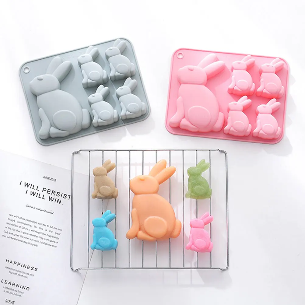 

2pcs Silicone Mold Food Grade Easter Bunny Chocolate Cake Baking Tool Dessert Shape Hot Resistant Pudding Candies