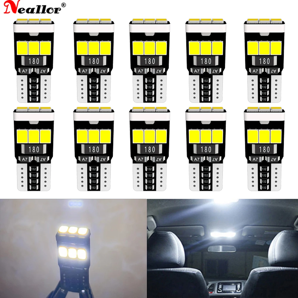 10 قطعة W5W T10 LED لمبات Canbus 2835 9SMD 12V 6000K 194 168 2825 2886x 5w5 LED سيارة خريطة أضواء قبة مصباح إيقاف السيارات مصباح إشارة السيارات #1