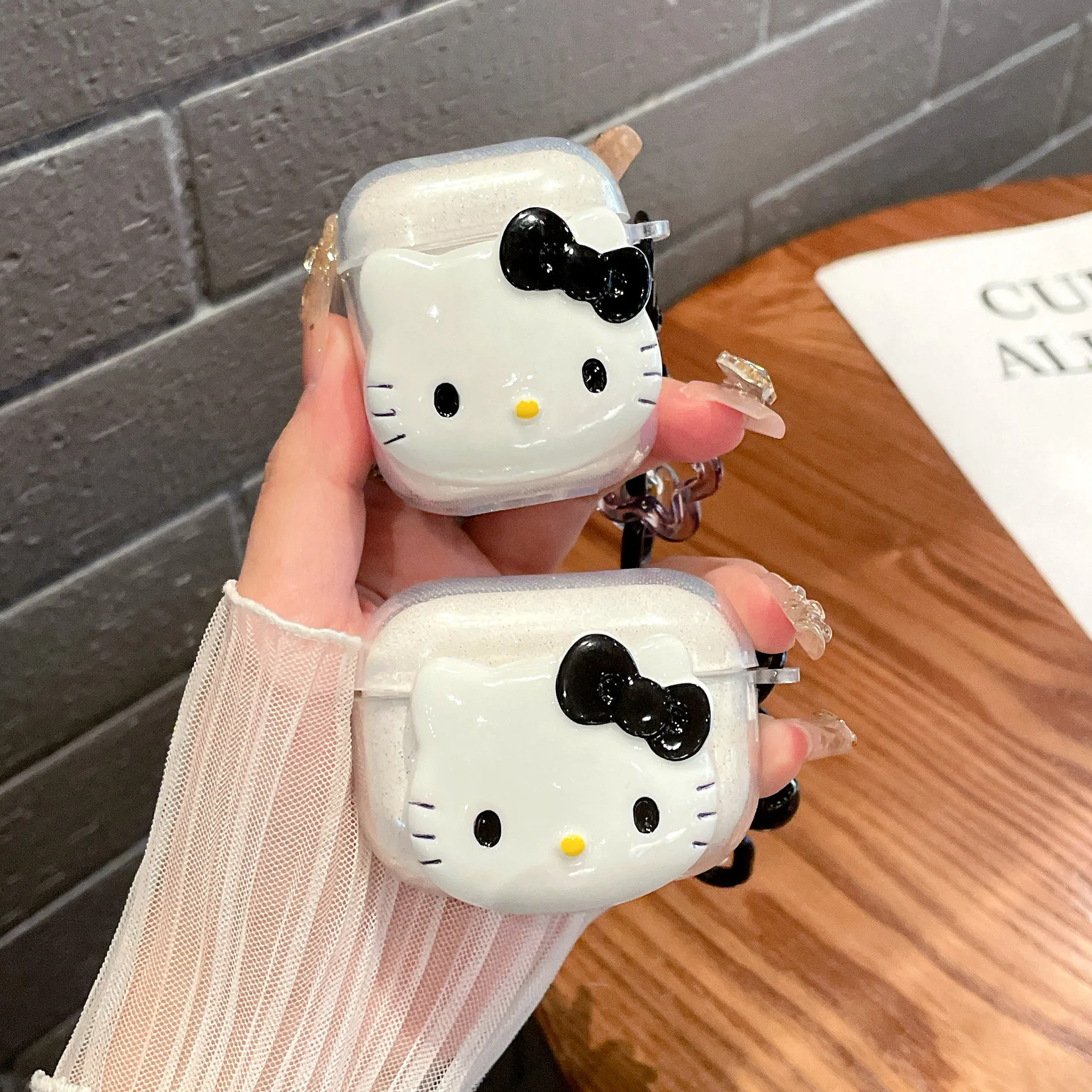 Hello Kitty Glitter Pink For Airpods Pro 2 Case,Soft TPU Protective Earphone Cover For Airpods 4 Case With Keychain Girls Women