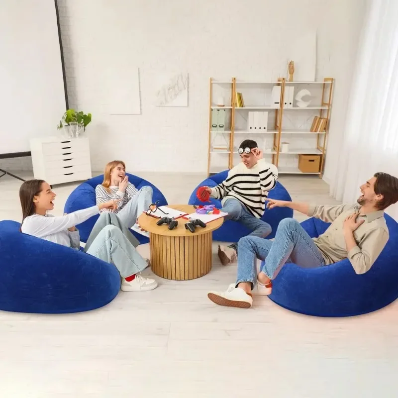 Bean Bag Chairs Outdoor Blow up Camping Chairs Inflatable Lazy Sofa Folding Portable Bean Bag Loungers CouchDark Blue,12 Pcs