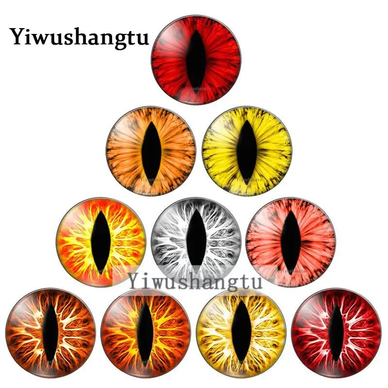 Cabochon Glass animal Eyes dragon cat horse toys pupil eyes 8mm-30mm Round photo glass cabochon demo flat back Making findings