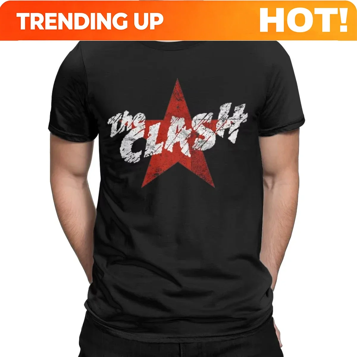 Customization Vintage The Red Star Clash T-Shirt Men Round Neck Cotton T Shirt Short Sleeve Tee Shirt Gift Idea Tops