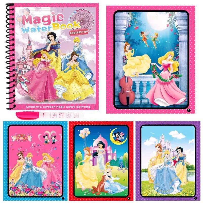 Disney Cartoon Frozen Water Schilderij Tekening Speelgoed Set Graffiti Minnie Mouse Elsa Prinses Aquarel Magisch Boek voor Meisjes Cadeau