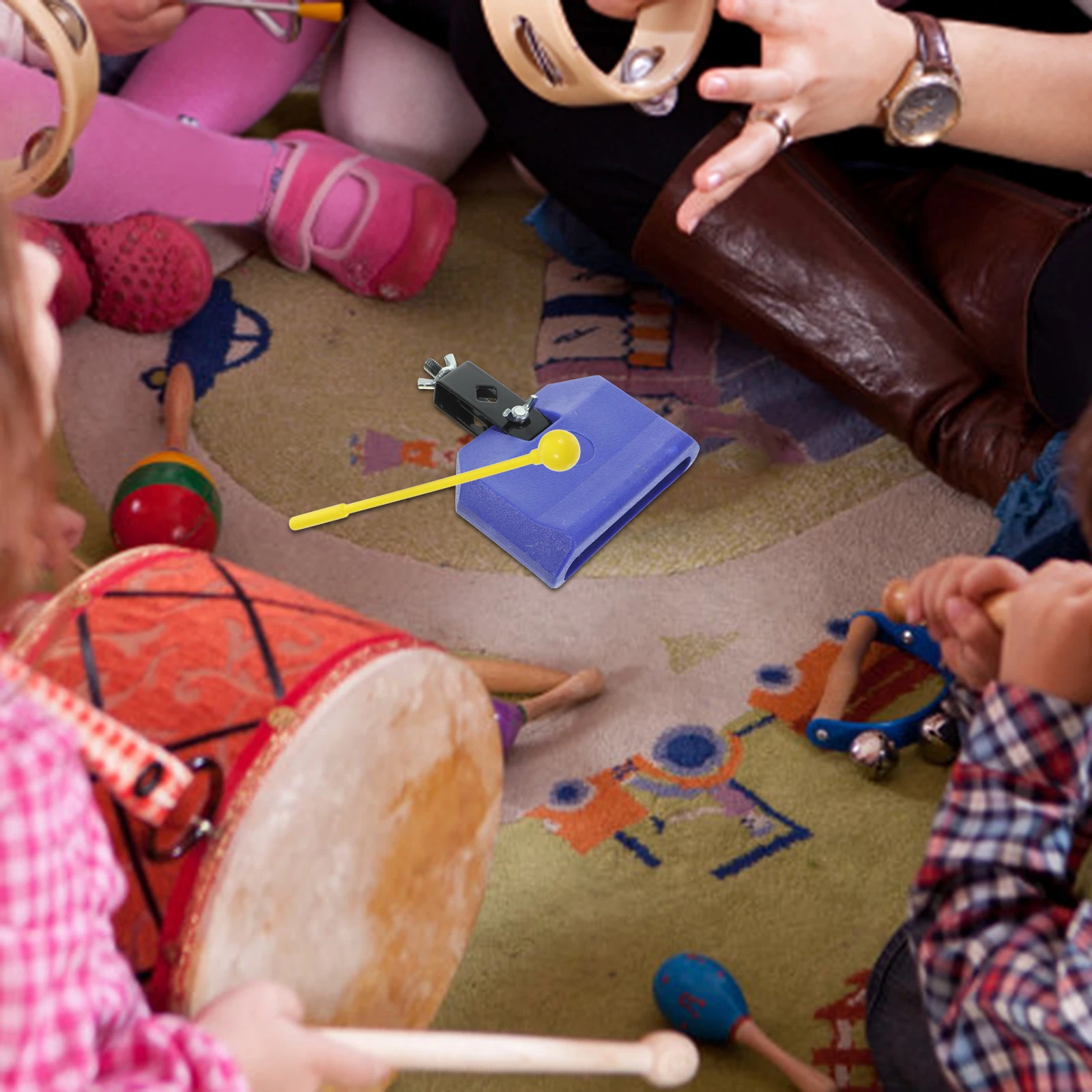 

Cowbell Percussion Instrument 125x4 Purple ABS Plastic Drum Kids Teaching Aids Durable Musical Toy Bright Colors