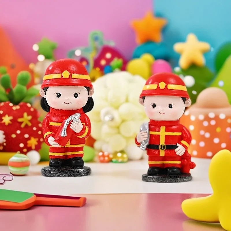 هدايا عيد الميلاد دمية رجال الاطفاء يدوية الصنع مكتب هدايا العيد الراتنج الحرف طاولة طعام الحلي المركزية غرفة المعيشة دراسة سطح المكتب الحلي سيارة الحلي