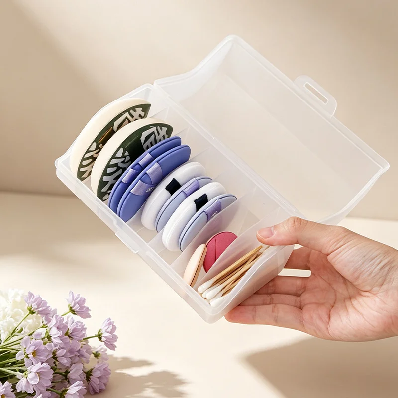 7 Grids Transparent Storage Case, Storage Box for Powder Puffs Storage And Small Makeup Supplies, Portable Storage Organizer