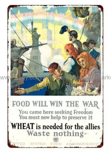 modern wall restaurant 1918 FOOD WILL WIN THE WAR metal tin sign