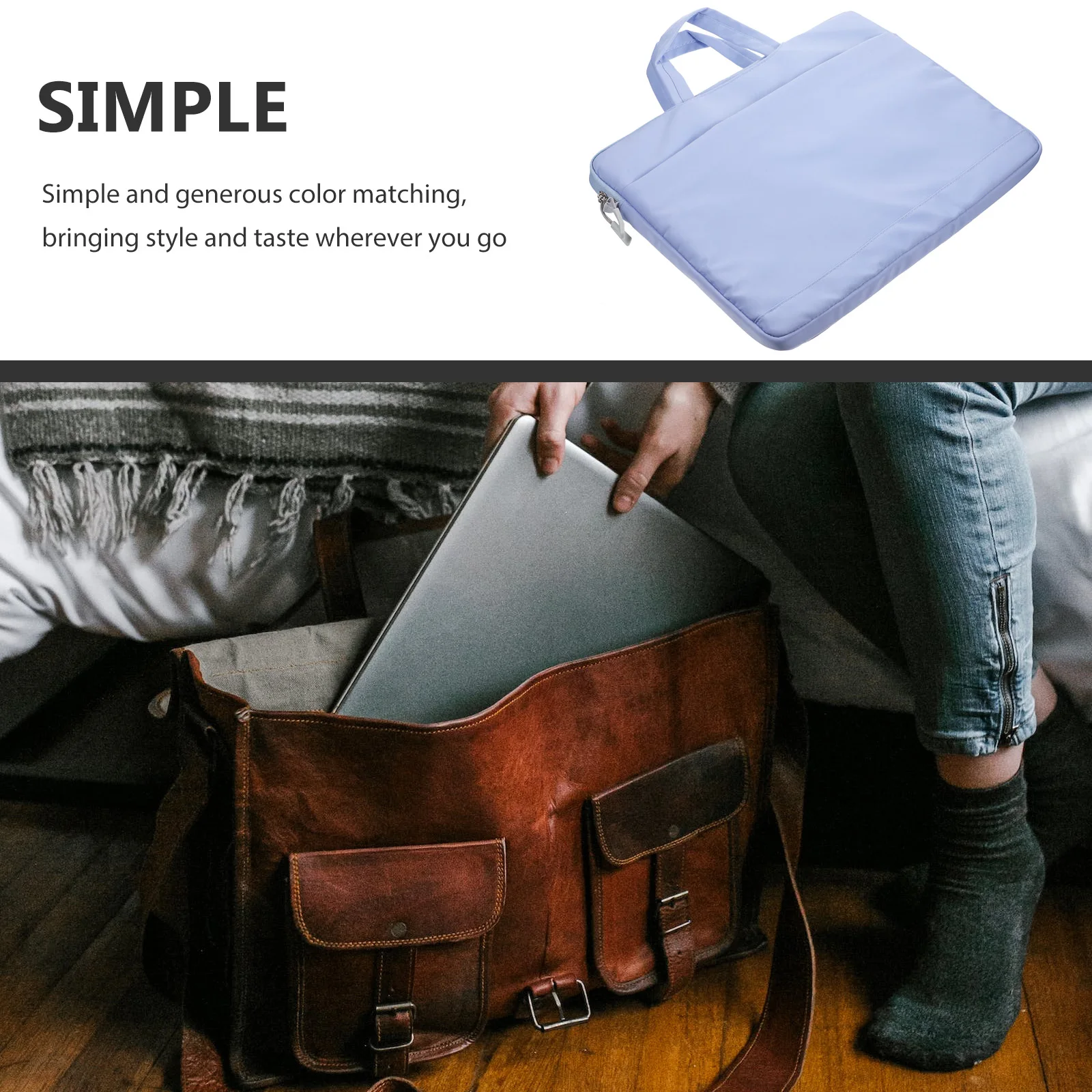 

Waterproof Laptop Bag 14 15.6 Inch Oxford Cloth Blue Dirt Resistant Easy Clean Tablet Case Washable Storage Large Capacity H