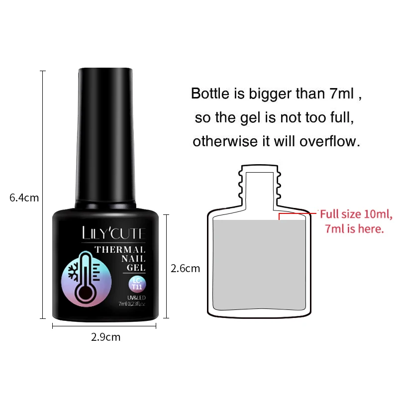 LILYCUTE 7ML Thermal Gel Nail Polish 3 Layers Temperature Color Changing Gel Polish Soak Off Winter Semi Permanent Gel Nail Art