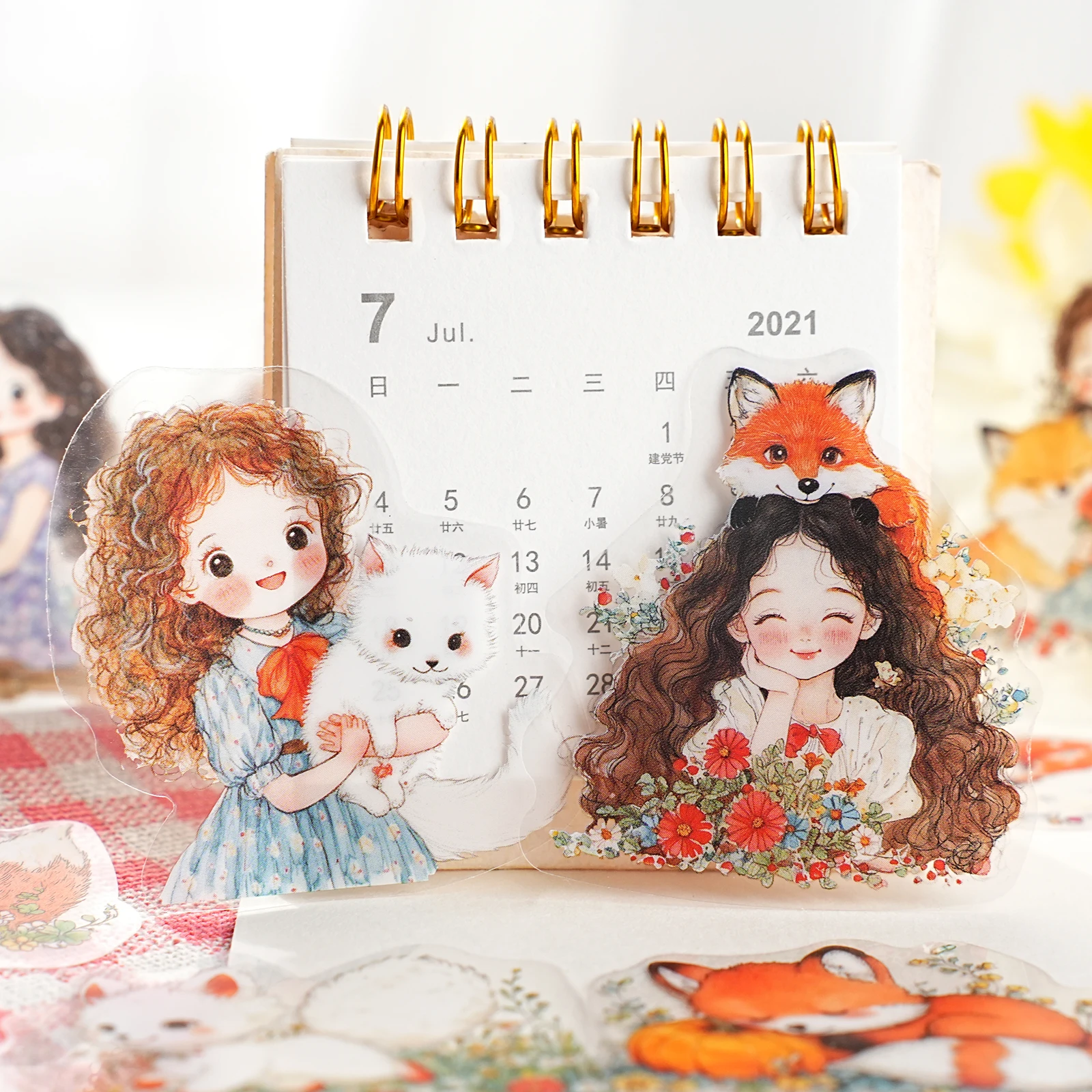 20 ชิ้นสุนัขจิ้งจอกน่ารัก&สติกเกอร์สาวสำหรับแล็ปท็อป,เคสโทรศัพท์,กระเป๋าเดินทาง,สมุดภาพ,ตกแต่งห้อง,อุปกรณ์ DIY น่ารัก